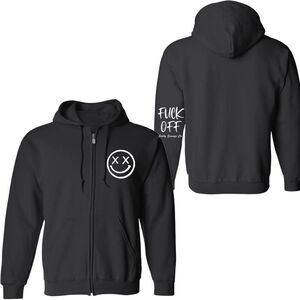 Salty Savage OG Smile F*ck Off Classic Full Zip Hoodie in Black Unisex Small